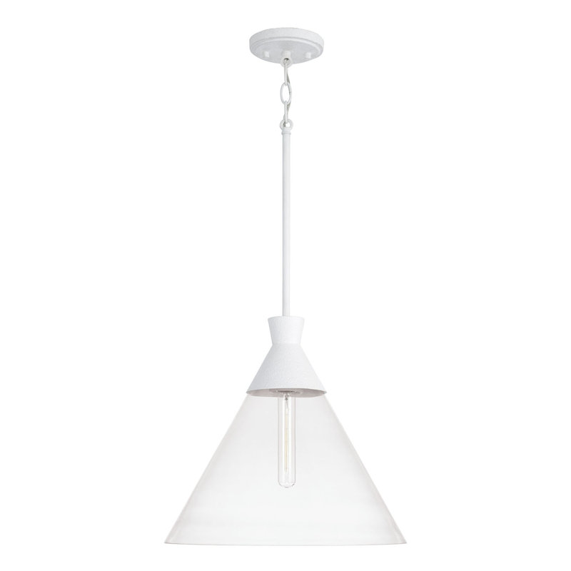 Luminaire suspendu conique à 1 lumière Chassica, Blanc