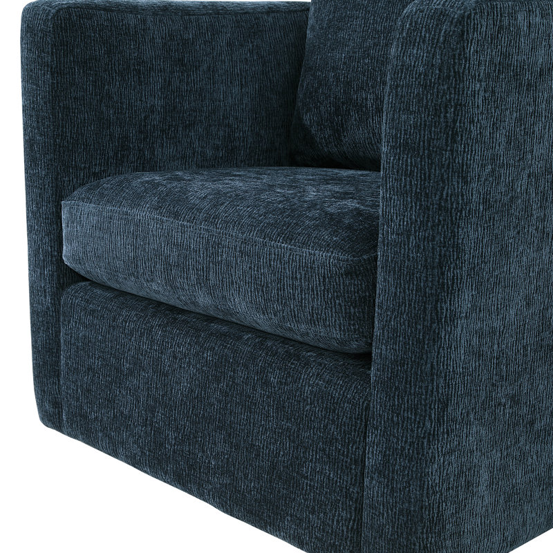 Fauteuil demi-tonneau Fran, Polyester bleu