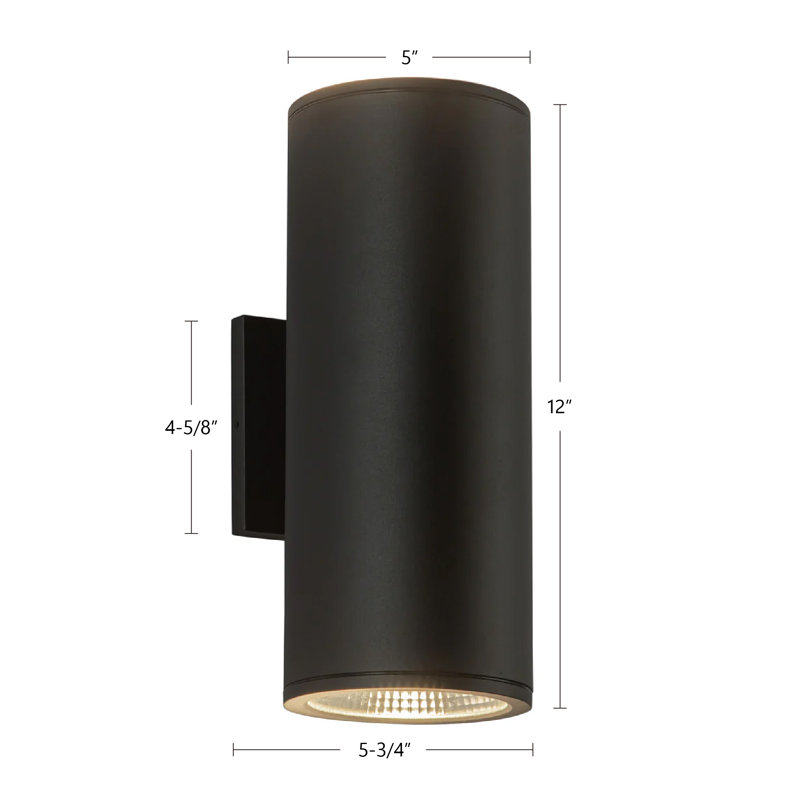 Nordic Glass 2 - Light LED Flush Mounted Sconce, 12" H x 5" W x 5.75" D, Black, 30 W