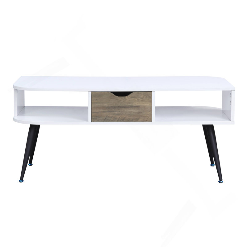 Table basse, finition blanche et noire Halima