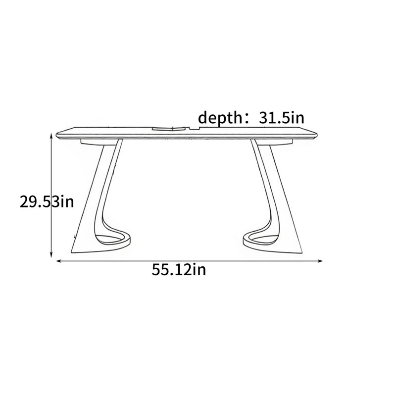 Minimalist rectangular dining table, 29.53"H x 55.12"L x 31.5"W