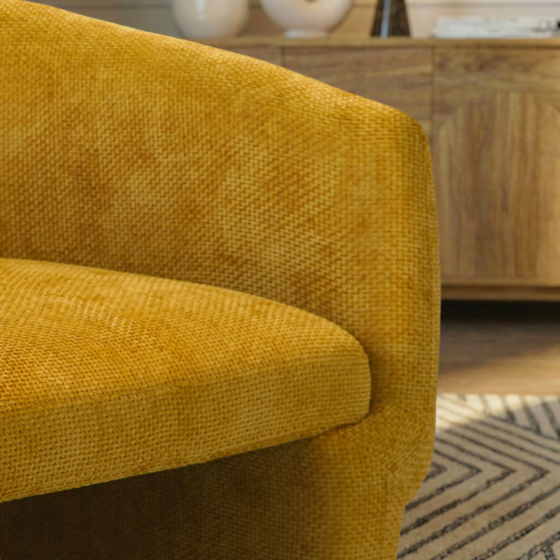 Méridienne moderne avec profil arrondi et tissu chenille Yonkers, Doré