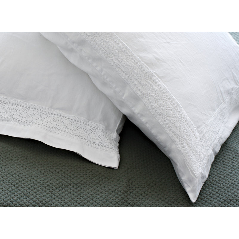 Viola Lace Sham, Standard Sham, White