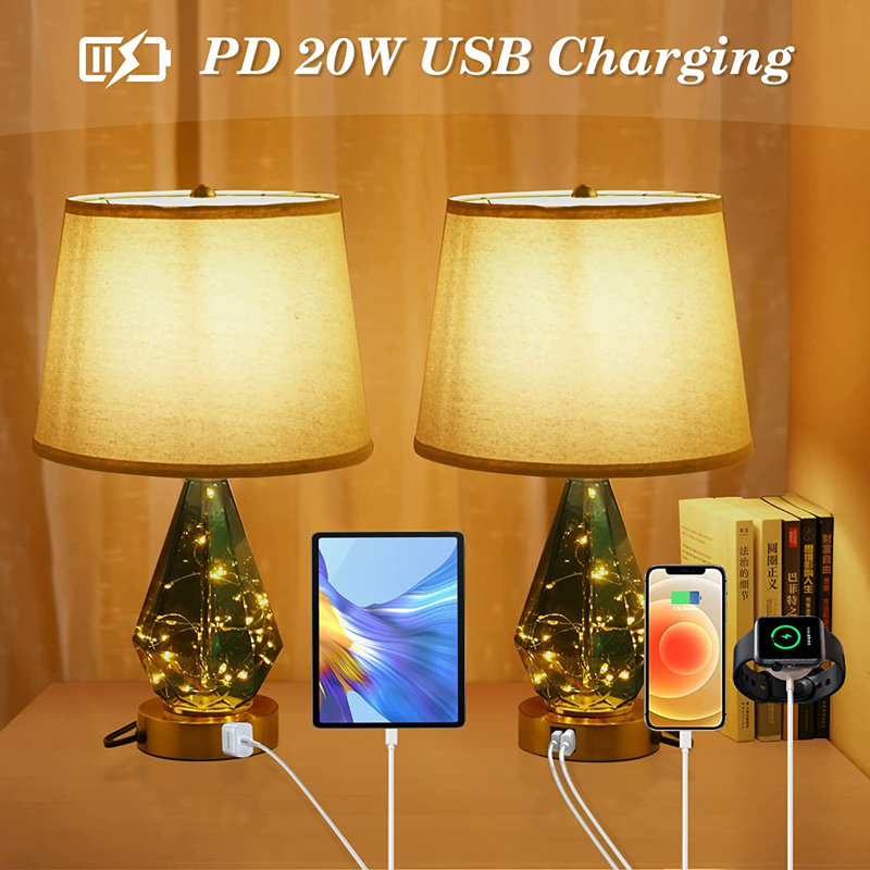Lampe de table en métal USB