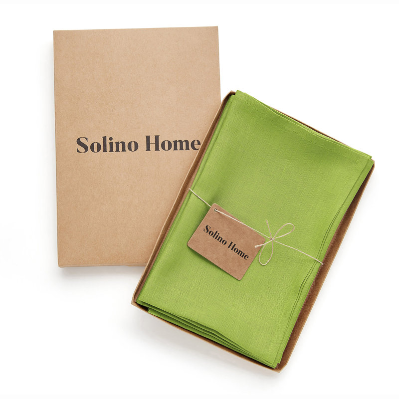 100% Pure Linen Dinner Napkins - Fete, Lime Green