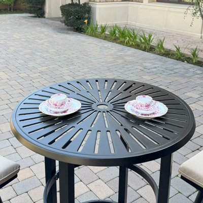 Aluminum 3-Piece Patio Bar Set with 30'' Round Bar Table
