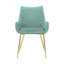 Chaise de salle à manger en tissu bleu sarcelle avec pieds dorés