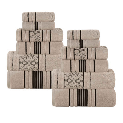 Ensemble de serviettes en coton uni et jacquard Sadie Zero Twist