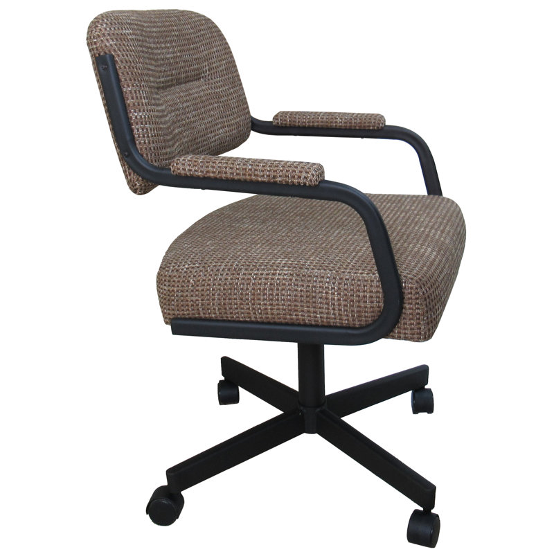 Chaise avec accoudoirs en métal Craner, À damier, Brun