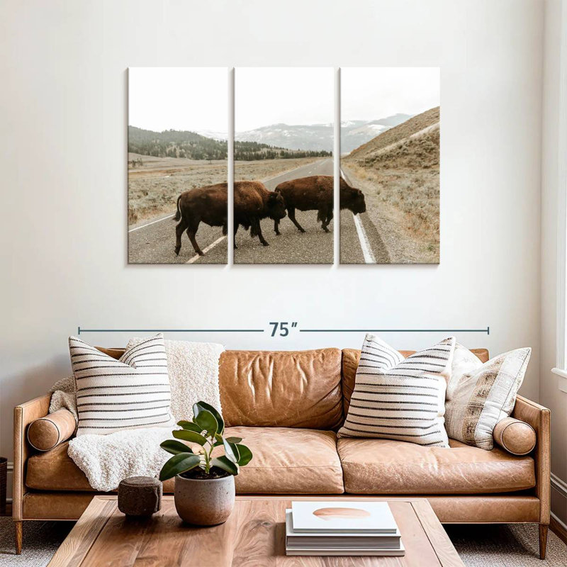 Brampt Bison In Lamar Valley, 36" H x 57" W