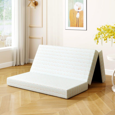  Tri-Fold 6" Gel Memory Foam Mattress, Foldable Murphy Bed Mattress With Removable Cover, Portable Trifold Mattress For Camping, Guest Bed & Indoor Use
