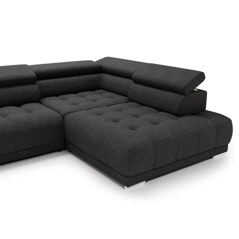 3 Seater Corner Sofa , Artico Black, Left Hand Facing
