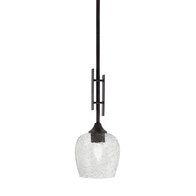 Uptowne Stem Hung Mini Pendant Shown In Dark Granite Finish With 6" Glass