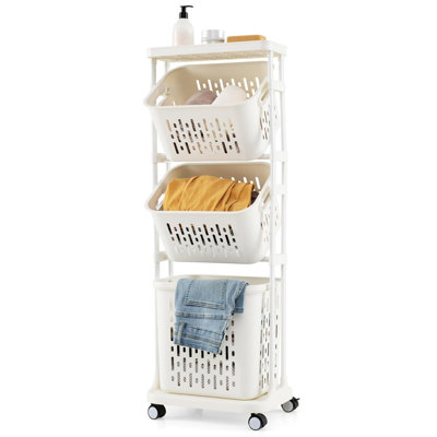 Plastic Rolling Laundry Basket
