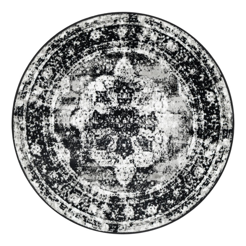 Tapis oriental Brandt, Rond 4 pi 1 po, Noir, noir, noir, noir