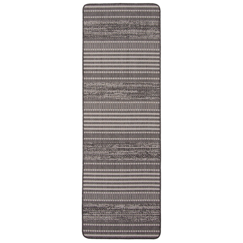 Tapis intérieur / extérieur noir Bralynn, Tapis de couloir 2 pi 2 po x 6 pi 7 po