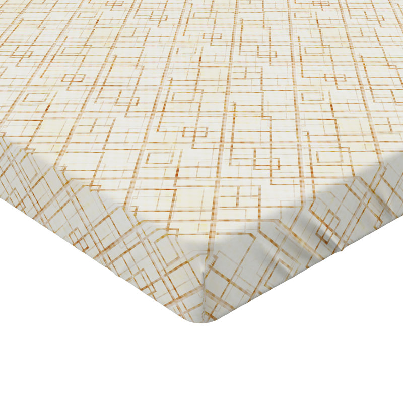Drap-housse Ambesonne, Coquille d'œuf, moutarde foncé / géométrique, Drap-housse très grand californien