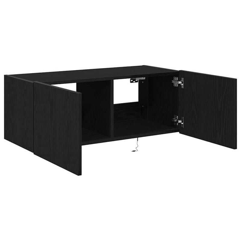 TV Wall Cabinet 80 X 35 X 31 Cm Engineered Wood, Black Oak