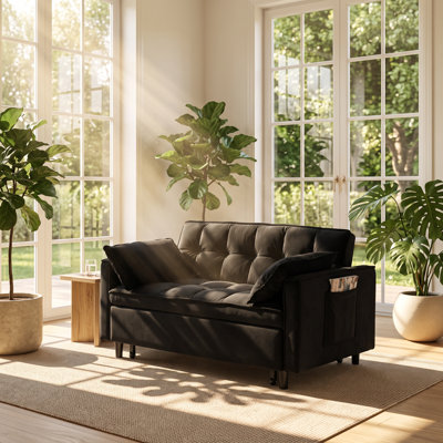 Modern Velvet 55" W x 33" D x 32.28" H 2-Seat Convertible Sofa Bed