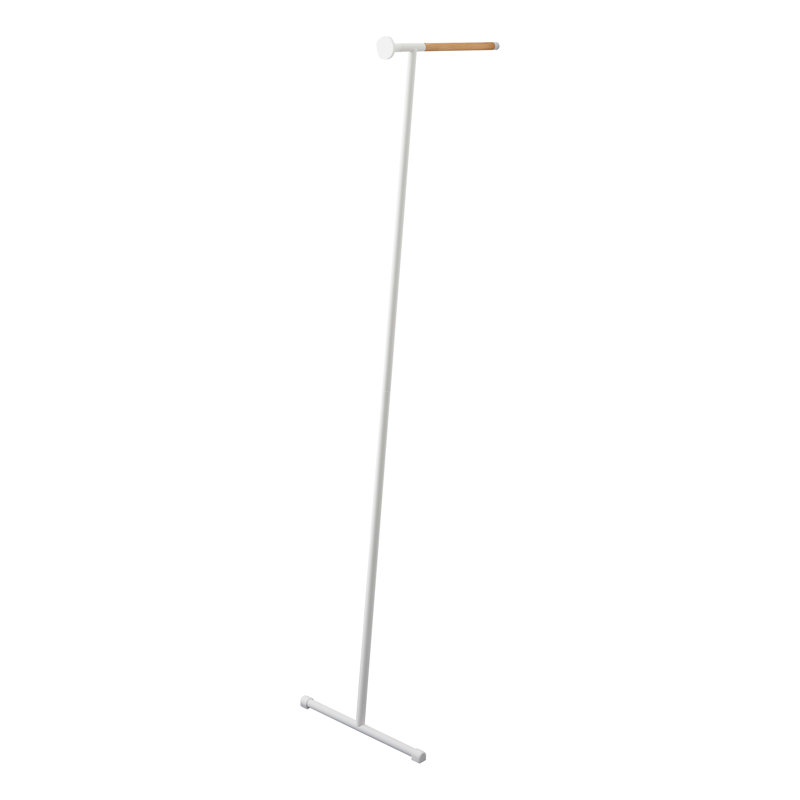 White Steel and Wood Leaning Clothes Hanger