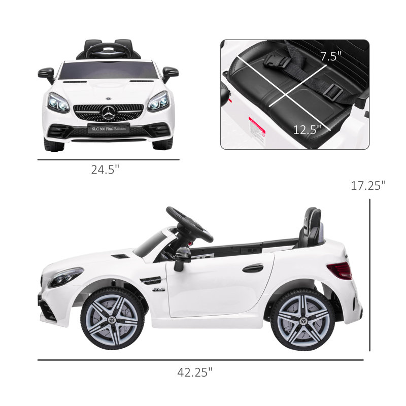 Aosom 12V Electric Car for Kids Ride On, Blanc