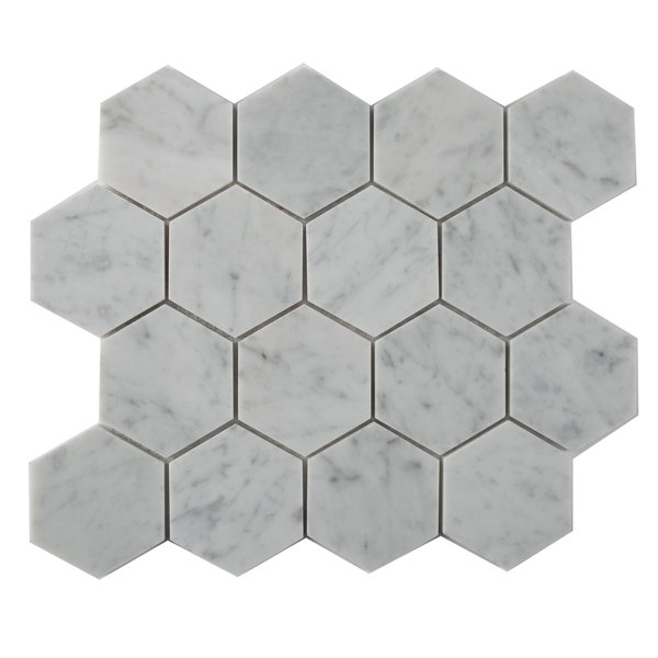 Carrara 3" x 3" Marble Honeycomb Mosaic Wall & Floor Tile