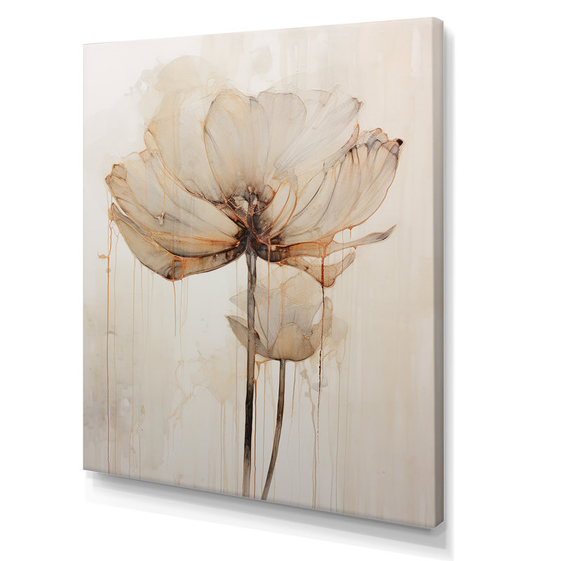 «Beige Lotus Reflections I» sur toile, H 44 po x l 34 po x P 1,5 po, Toile tendue
