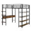 Lit mezzanine avec bureau et tablettes, noir-1688054806