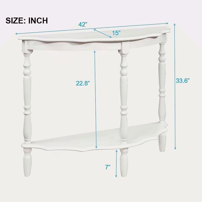 42'' Retro Circular Curved Half-Moon Console Table With Cloud Design Top And Open Shelf Solid Wood Frame And Legs