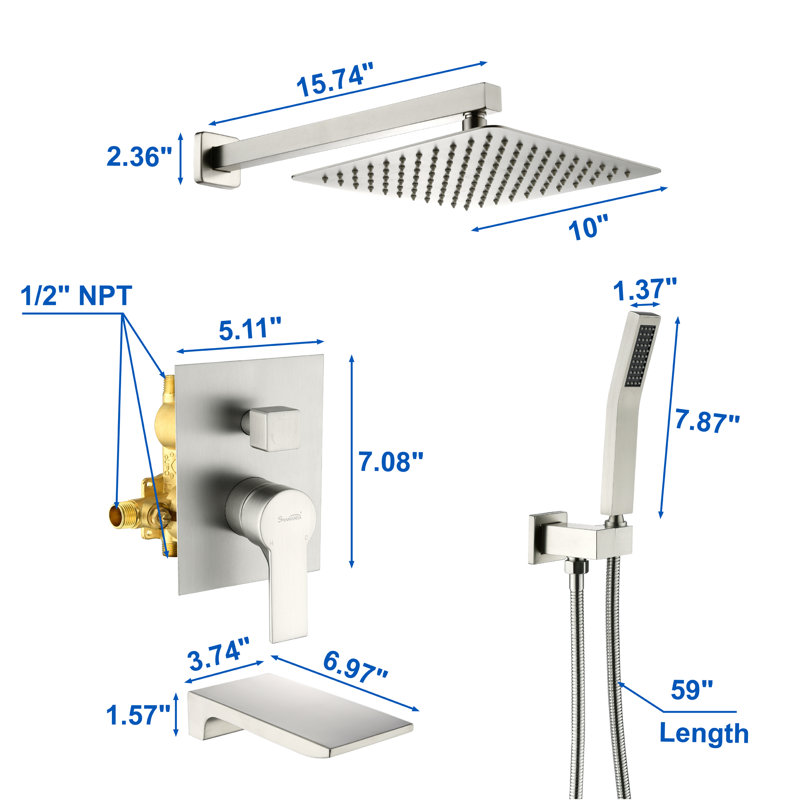 All-In-One Kit with Rough in-Valve, Brushed Nickel