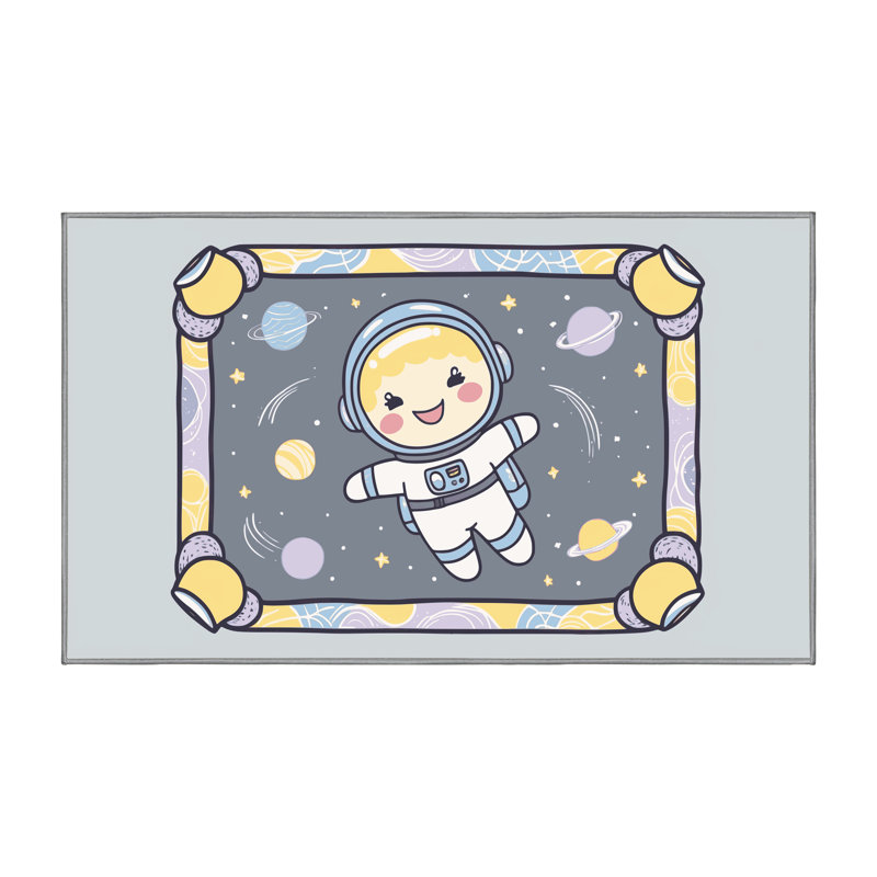 Tapis pour enfant 6 astronautes Ginza, Rectangle de 5 pi x 8 pi