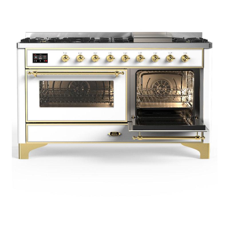 Majestic III Series 60 Inch Dual Fuel Range with 7 Sealed Burners, Griddle, in Blue Grey (Liquid Propane, Burnished Trim)