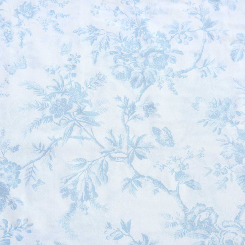 Percale Novelty 200 Thread Count Printed Cotton Sheet Set, King Sheet Set with 2 King Pillowcases,  Blue Walled Garden