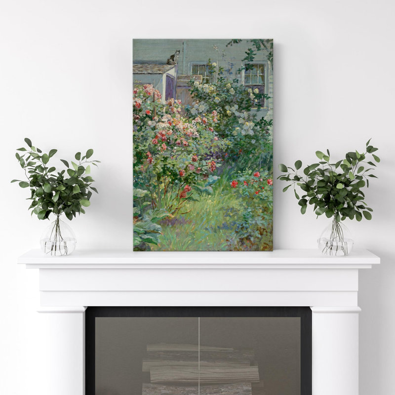 Maison de campagne rustique, fleurs sauvages, illustrations, art moderne, botanique, ferme florale, Toile tendue