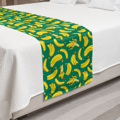 Ambesonne Fruits Bed Runner Modern Pop Art Bananas Print Yellow and Dark Yellow