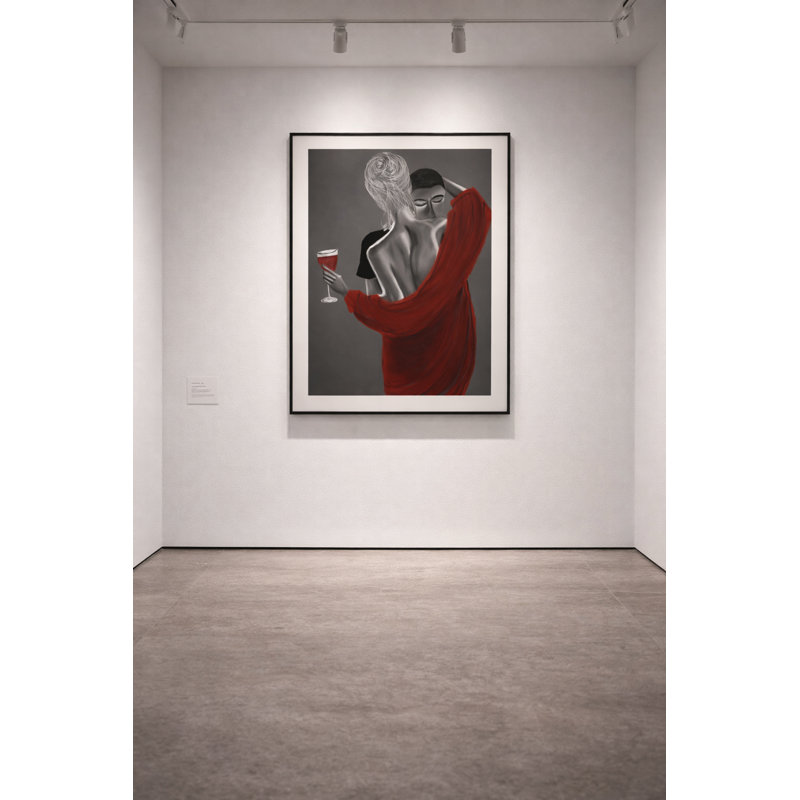 Crimson Vow Framed Canvas Wall Art by Kasian Art Studio - Black Frame, White
