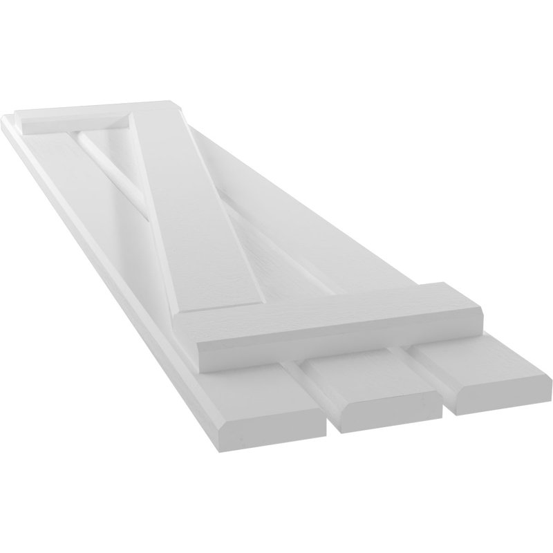 Volets de planche-n-lattes avec barre en Z (par paire) Americraft (2 lattes), Blanc, 11 1/2", 65"