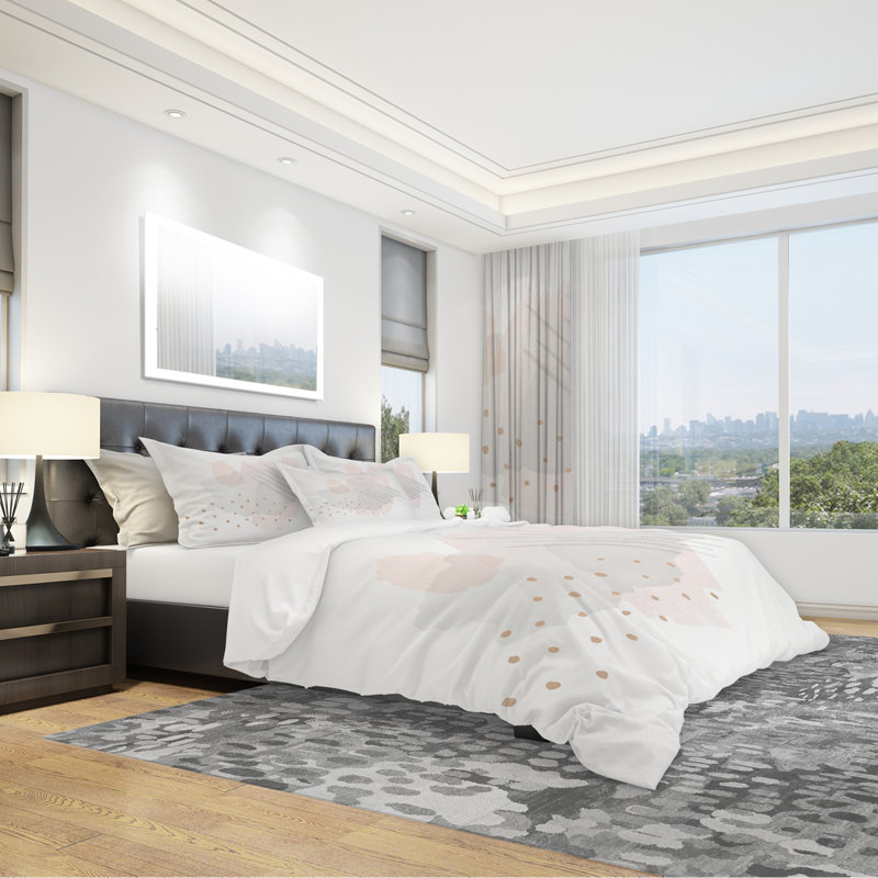 Ensemble de housse de couette minimal rosé i aquarelle, Housse simple + 1 taie décorative