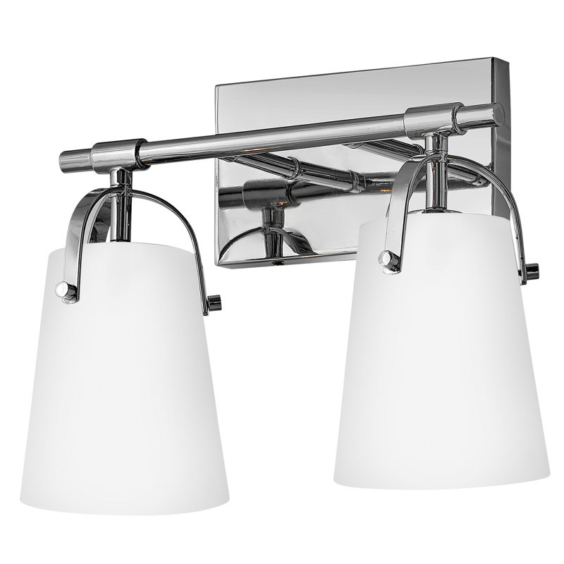 Foster Two Light Bath Vanity with Etched Opal Shades, Silver