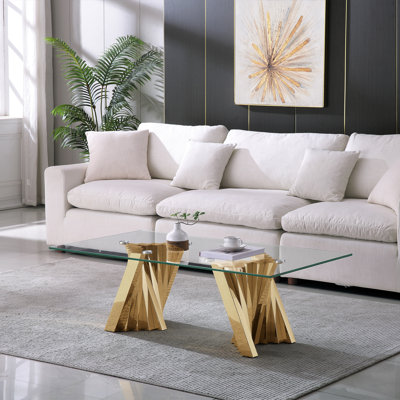 Bangor 51.18” Glass Top Single Coffee Table
