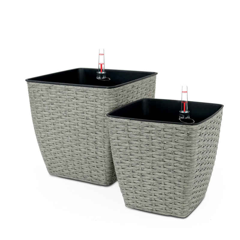 2 Self-Watering Planter Box - Handmade, Provide Optimal Plant Care, , 12.6" X 12.6 Container Handcrafted , Add Charm To Your Garden And Home, & 10.2" 10.2