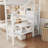 Twin Size Loft Bed With Stairs, Metal Full Loft Bed With Storage Shelves, High Loft Bed With Wardrobe For Kids Teens,White-91347086-91347072