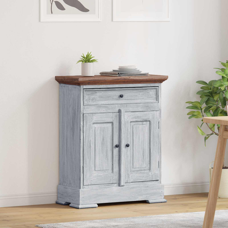 Solid Wood Standard Accent Cabinet, Brown/White