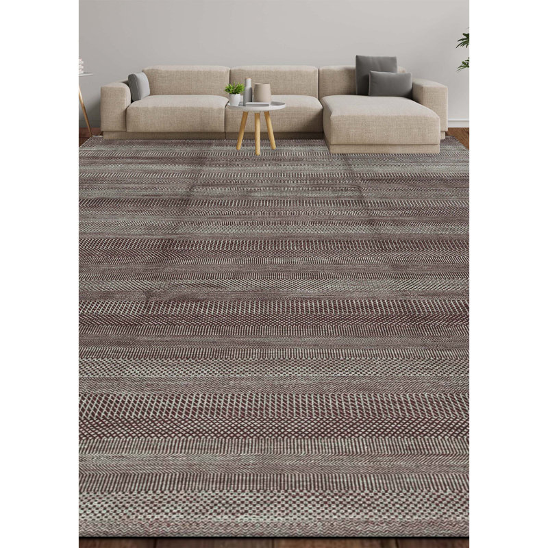Striped Area Rug in Wine/Silver/Gray