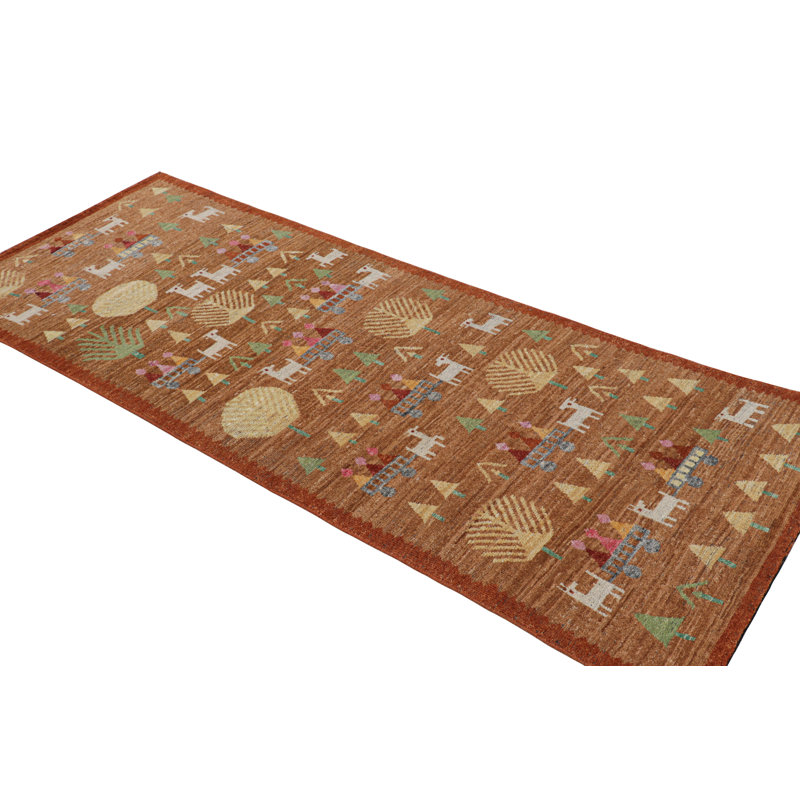 Burano Hand Knotted Wool Geometric Area Rug, Rectangle 4' x 5'