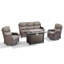 Ensemble de conversation modulaire en osier pour 5 personnes avec table et coussins pour foyer d'extérieur-131427199-131427200