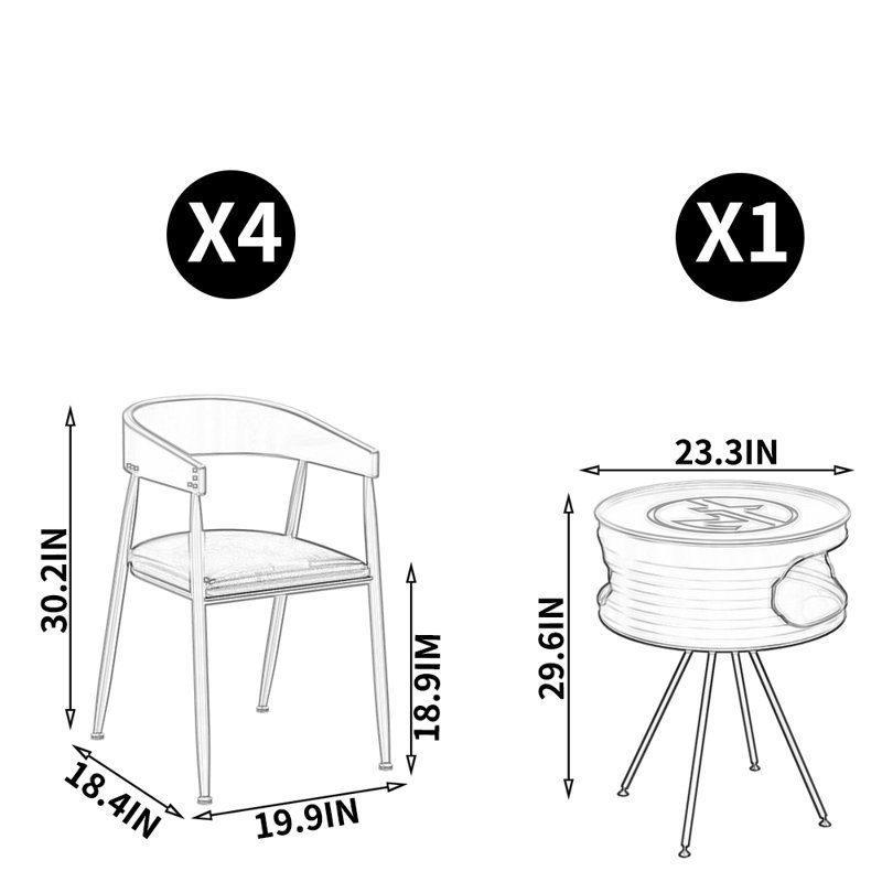 Ensemble de salle à manger rond 23,3 po Lukshya, Jaune