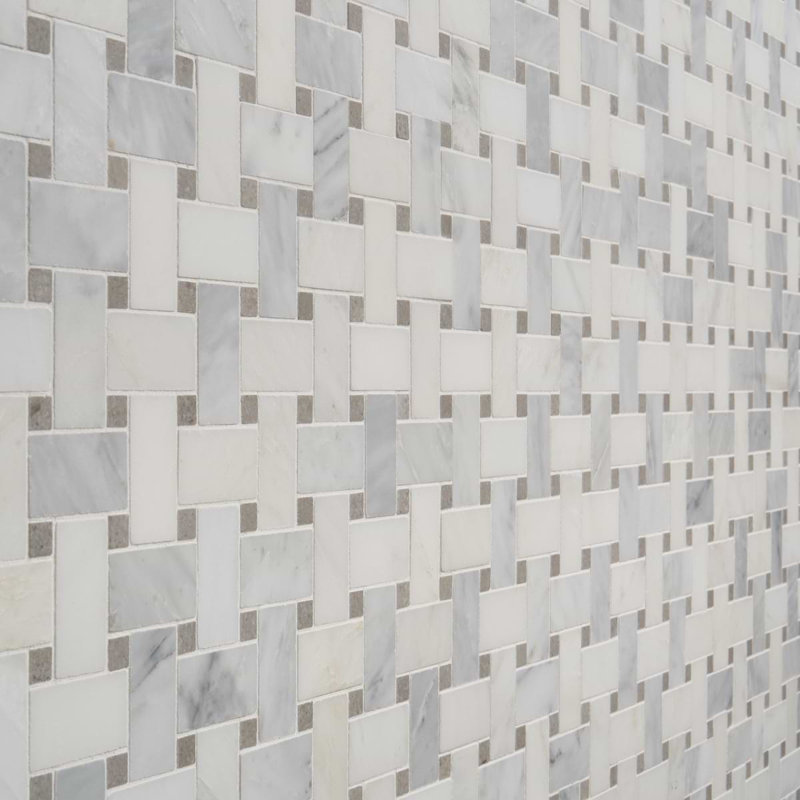 Twine 1x2 Honed Asian Statuary Marble Mosaic Tile
