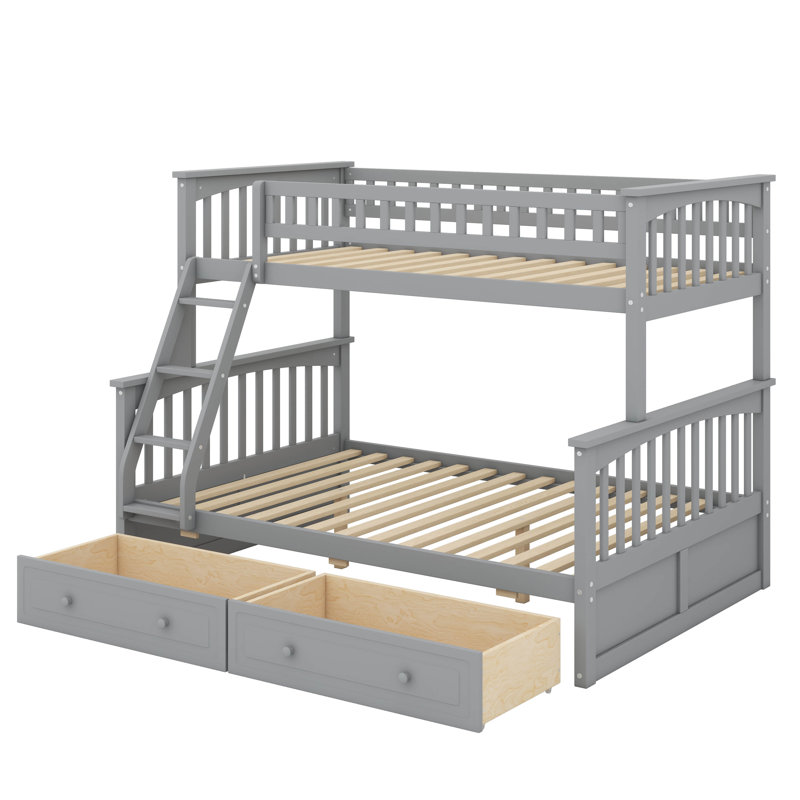Ebern Designs Convertible Twin Over Full Bunk Bed With Drawers Included ...