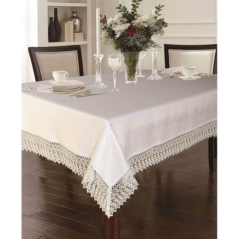 Westrick Cobblestone Design Tablecloth, White, 108" L x 70" W